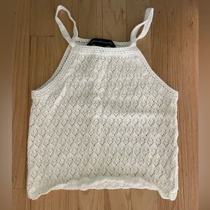 French Connection Crochet White Tank Top